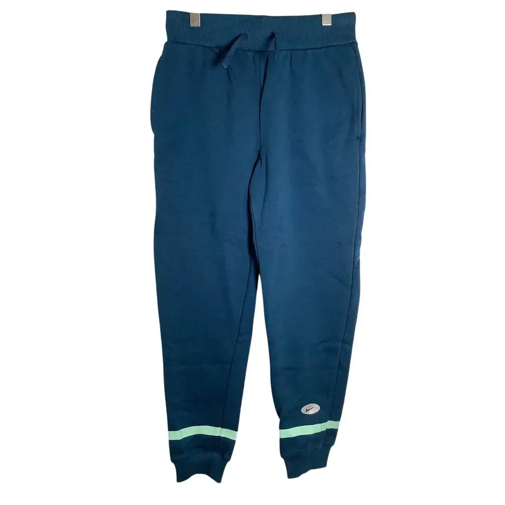 Nike Girl's Medium Teal Club Icon Fleece Sweatpants Athleisure Streetwear O3-4